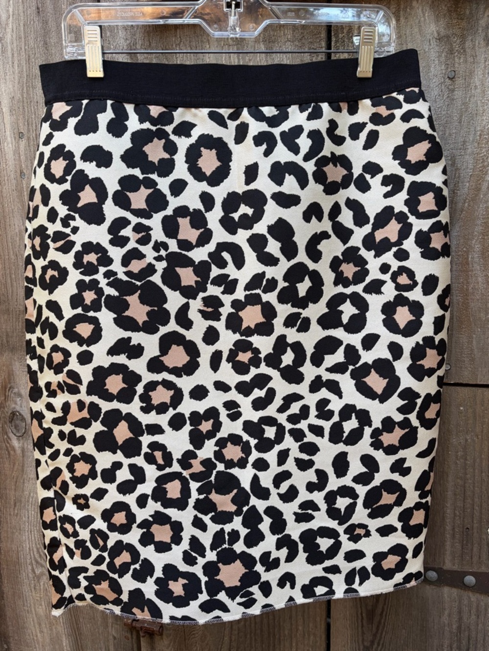 Ann Taylor Leopard Print Pencil Skirt in Black, White & Blush